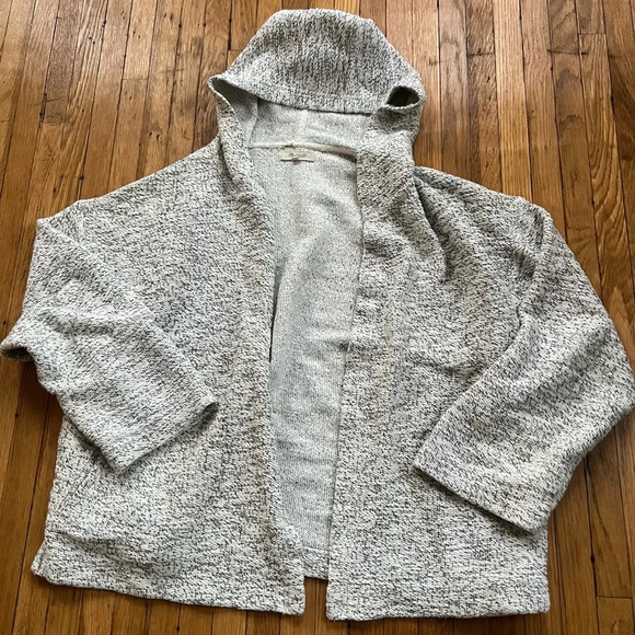 Madewell Cotton Textured Hooded Open Front Sweater Jacket | Size M - Picture 6 of 7